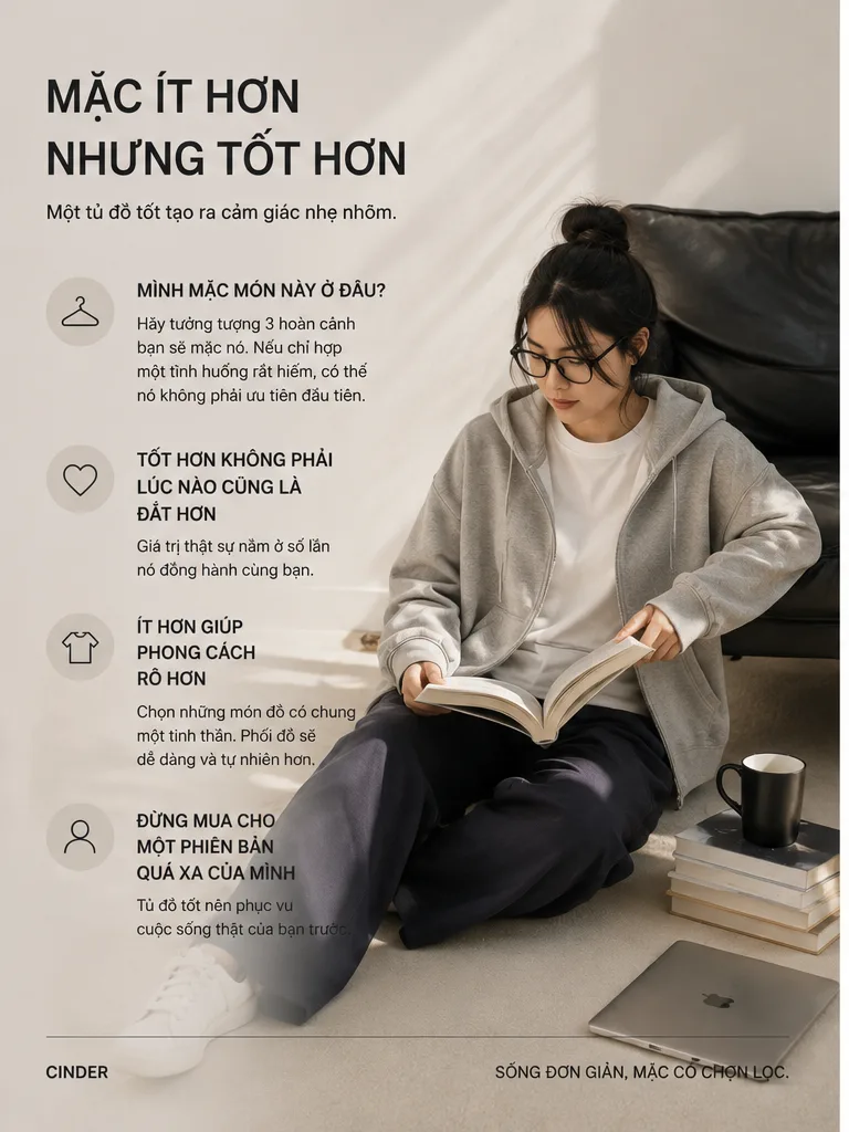 Mặc ít hơn nhưng tốt hơn: bắt đầu từ những món đồ bạn thật sự mặc